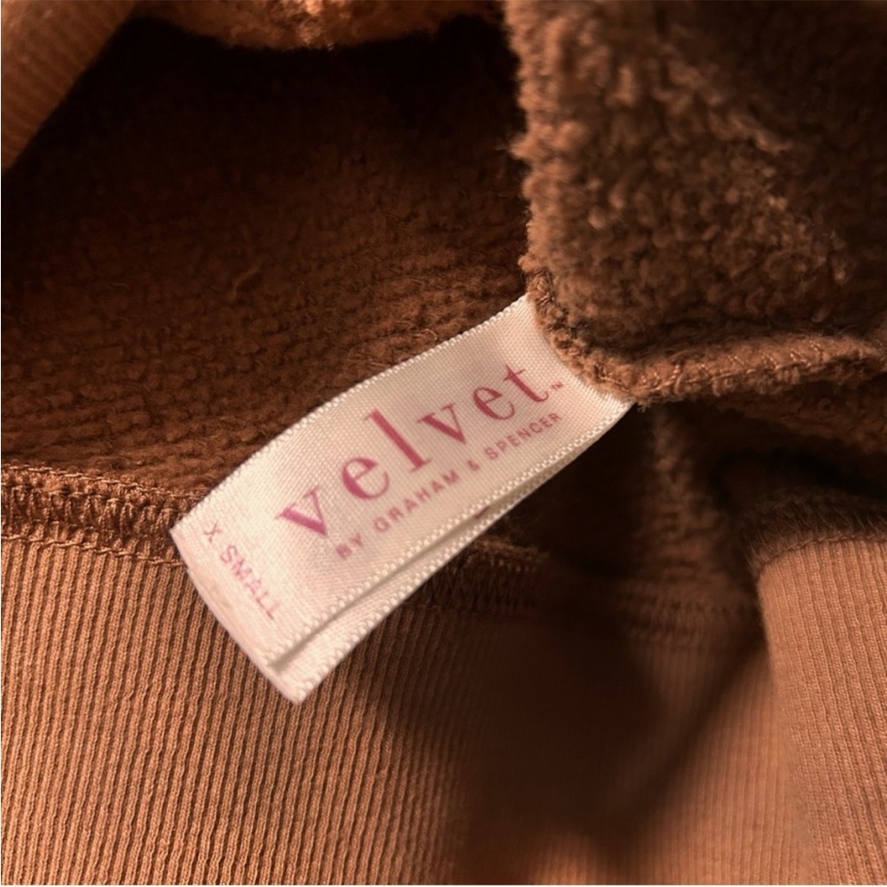Velvet by Graham & Spencer Ora Soft Fleece Hoodie XS Brown - Picture 5 of 7